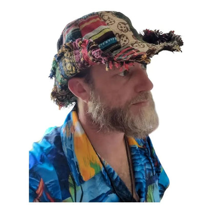 🔥Last Day 49% OFF - 🍄Patchwork Multicolored Mushroom Hemp Hat with Hidden Pocket Fedorahats🎩