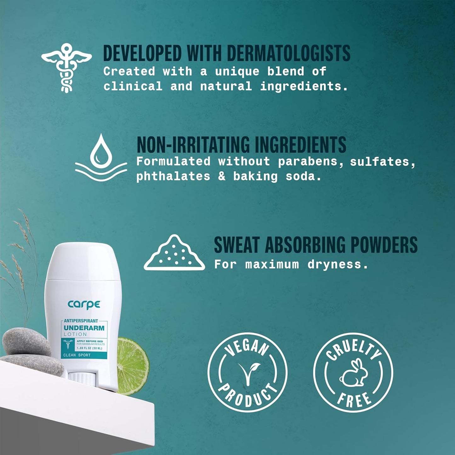 Carpe Deodorant Underarm Antiperspirant - Advanced Sweat & Odor Protection Formula