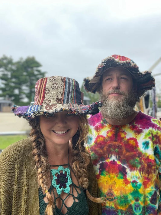 🔥Last Day 49% OFF - 🍄Patchwork Multicolored Mushroom Hemp Hat with Hidden Pocket Fedorahats🎩