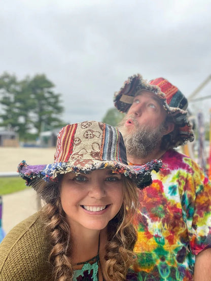 🔥Last Day 49% OFF - 🍄Patchwork Multicolored Mushroom Hemp Hat with Hidden Pocket Fedorahats🎩