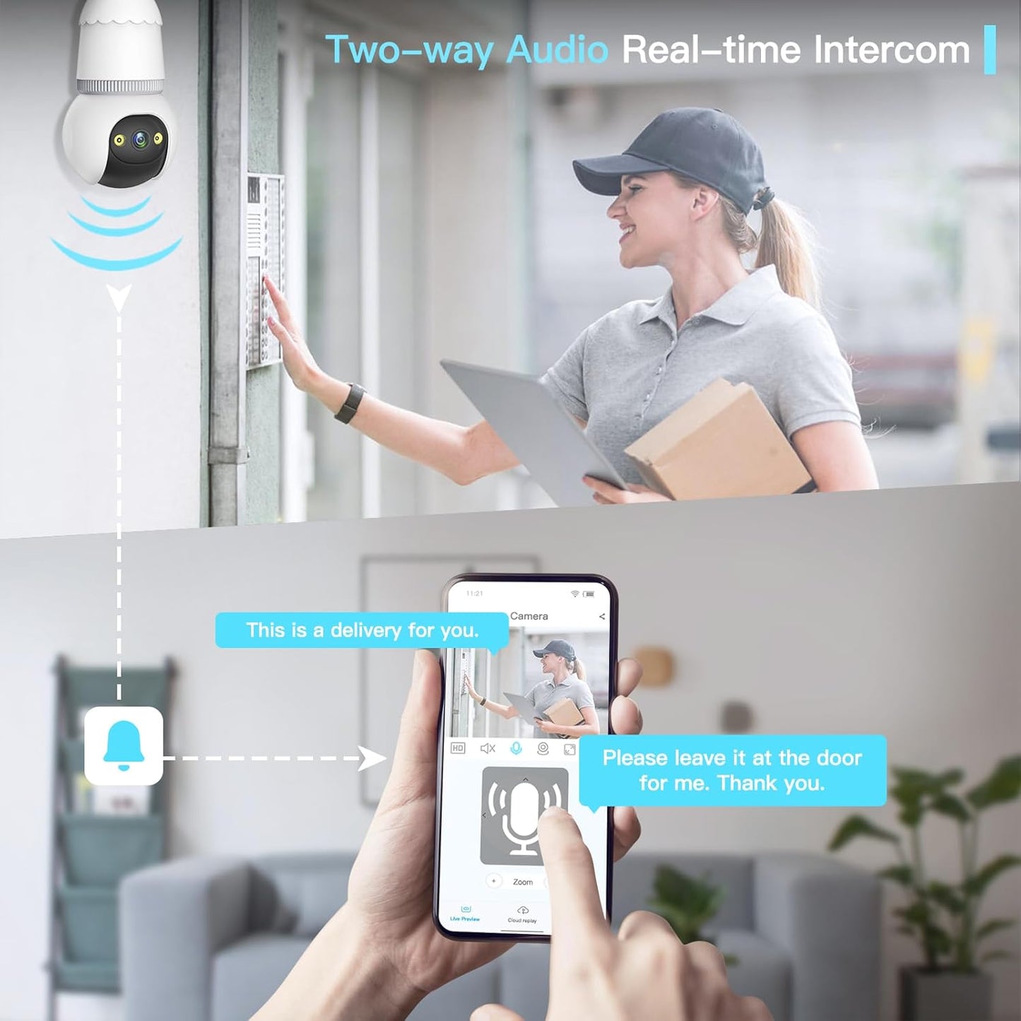 4MP Light Bulb Security Camera 5G&2.4GHz Wireless Outdoor Indoor Camera with Night Vision(Buy 2 Free Shipping)